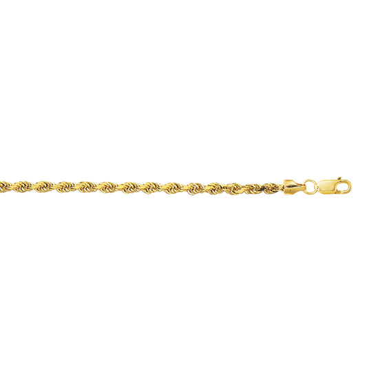 10K Gold 3.2mm Diamond Cut Lite Rope Chain
