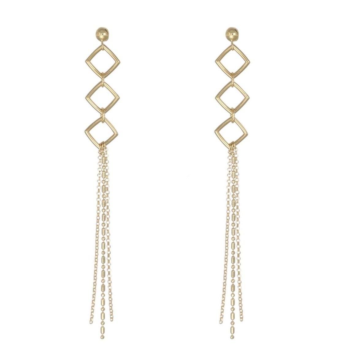 18KT Diamond Shape Drop Earrings