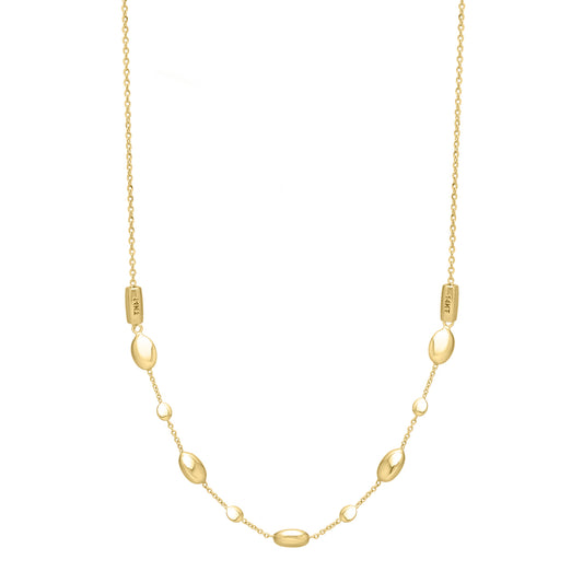 14K Adjustable Puff Pebble Necklace