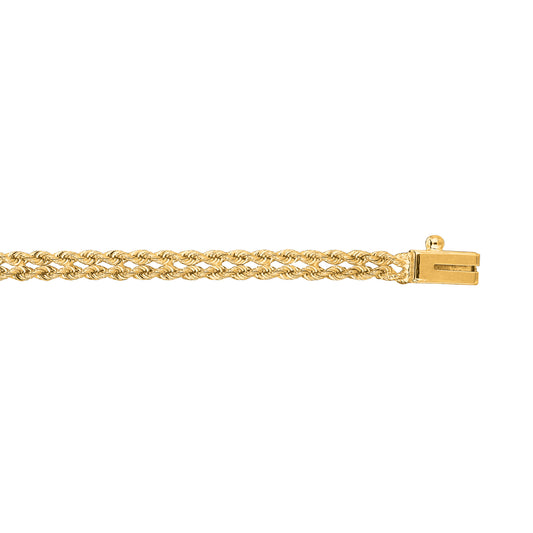 14K Gold 3.4mm MultiRow Rope Chain Bracelet