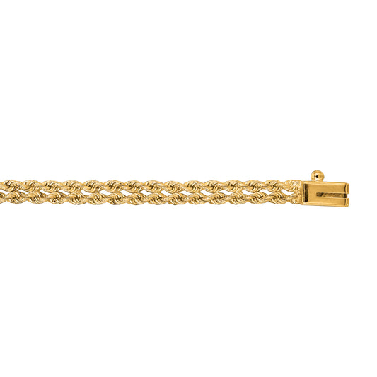 14K Gold 3.9mm MultiRow Rope Chain Bracelet