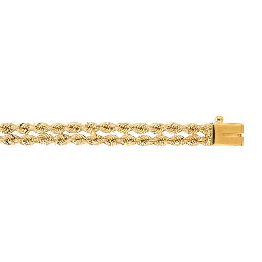 14K Gold 4.8mm MultiRow Rope Chain Bracelet