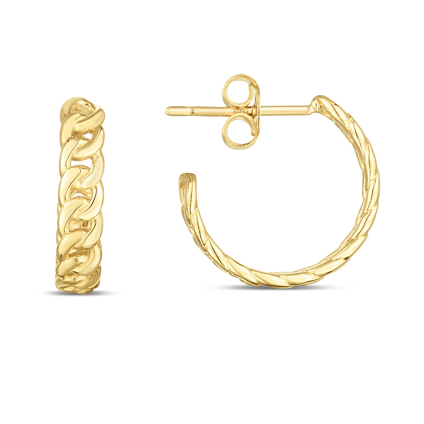 14K Gold Curb Chain CHoops