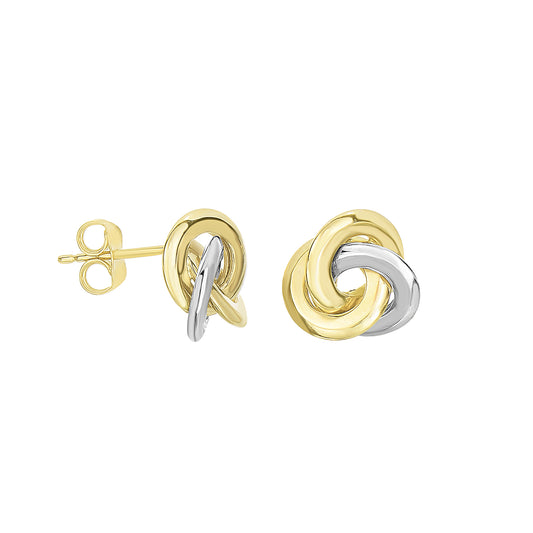 14K Twotone Gold Polished Love Knot Stud Earring