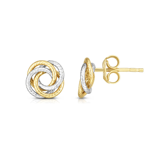 14K Gold MultiRow, Open Center Love Knot Stud Earring