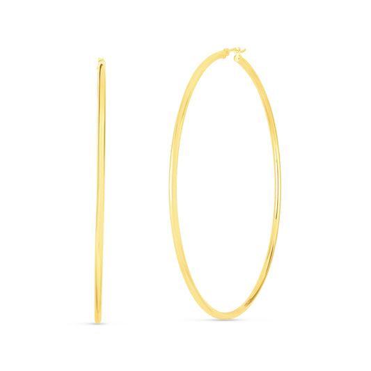 14K Gold 2x70mm Polished Hoop Earring