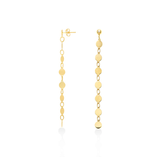 14K Gold Mirror Chain Drop Earring