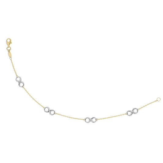 14K Twotone Gold Polished Infinity Station Bracelet