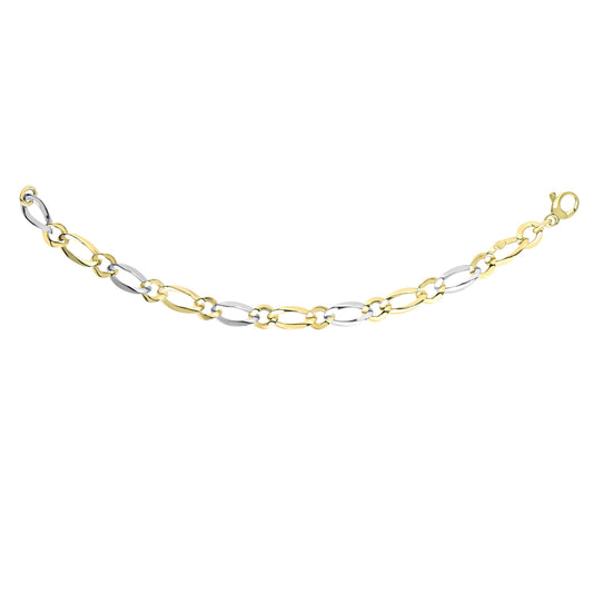 14K Twotone Gold Polished Alternating Oval & Round Link Chain