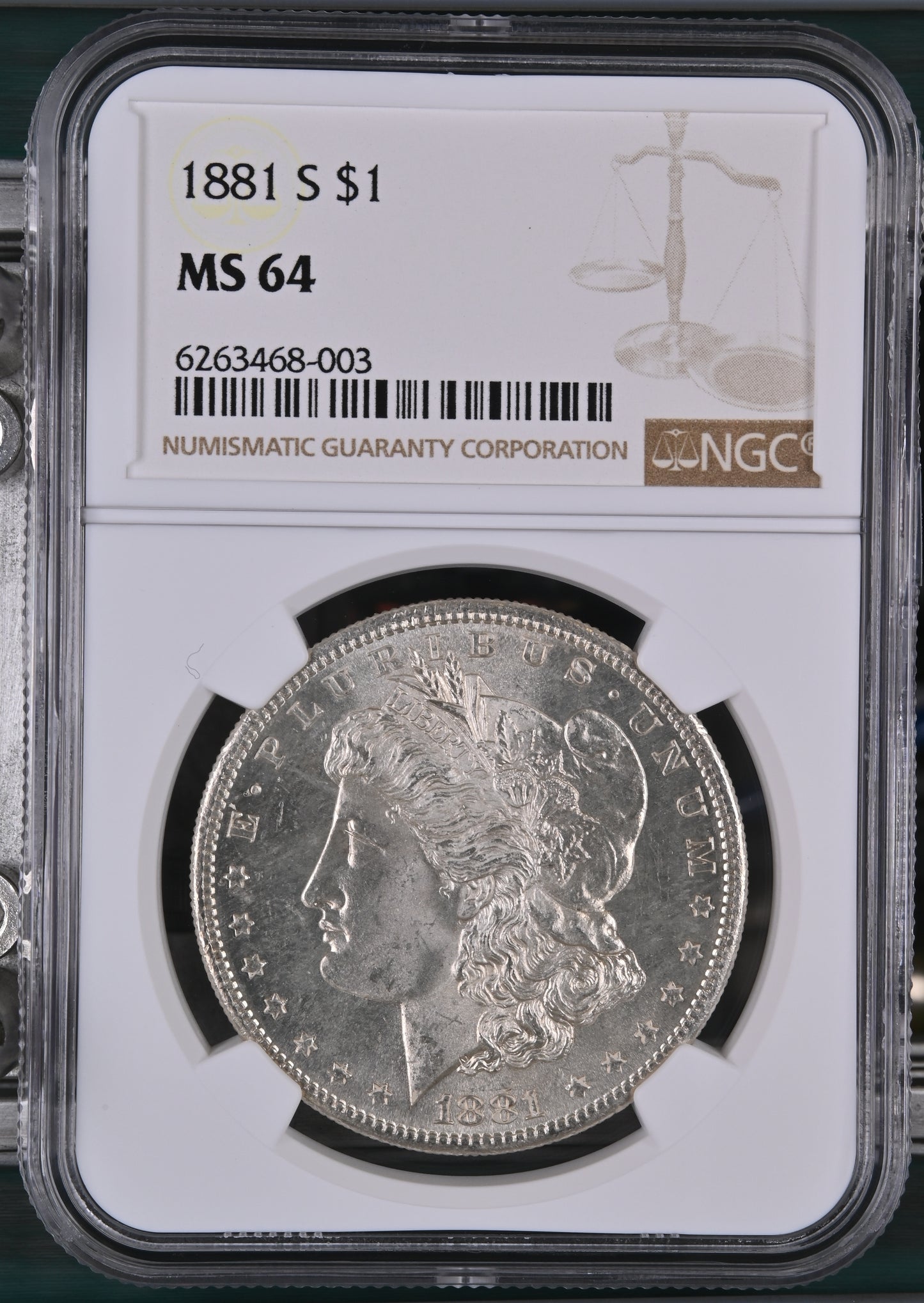 1881-S Morgan Silver Dollar NGC MS-64