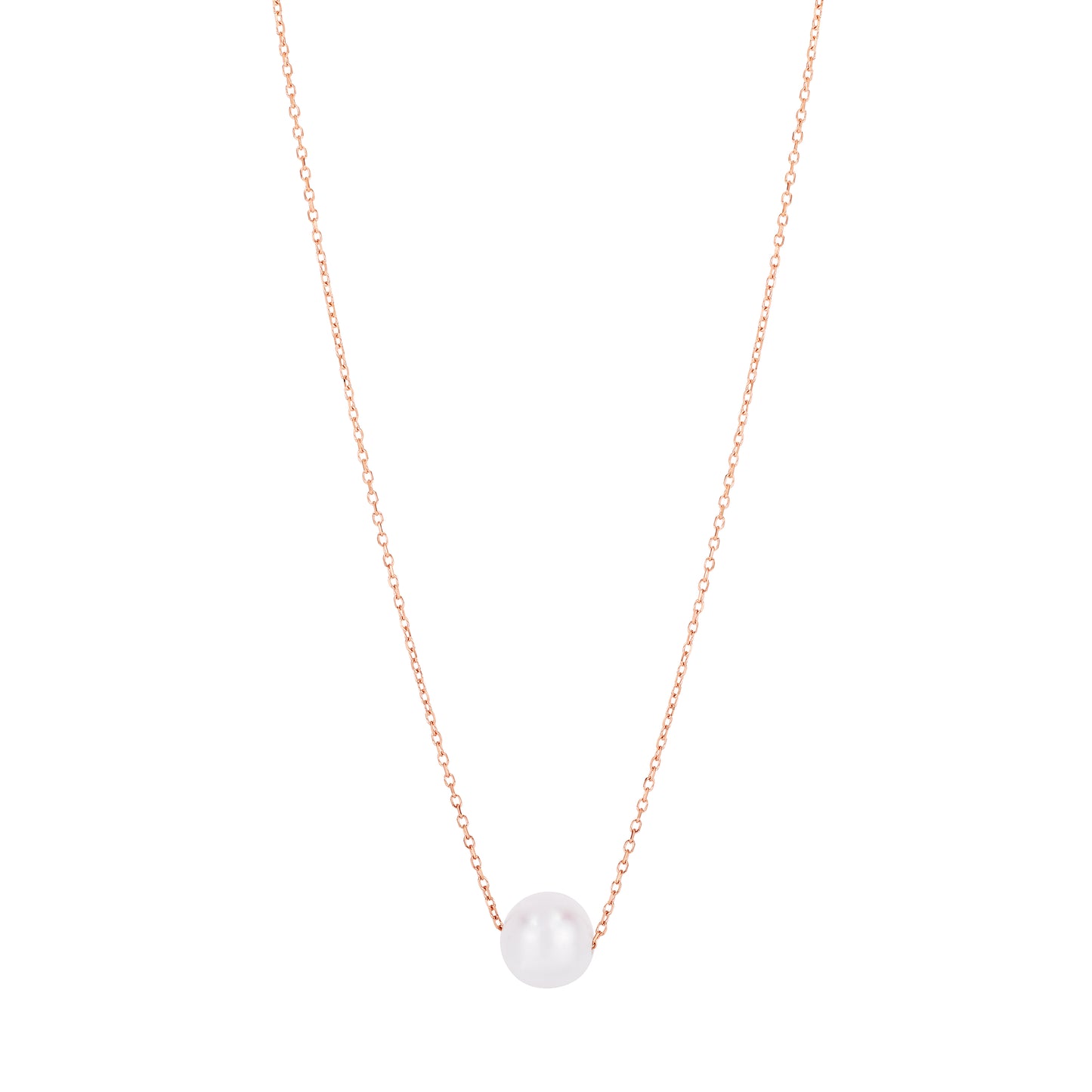 14K Pearl Necklace Solitaire