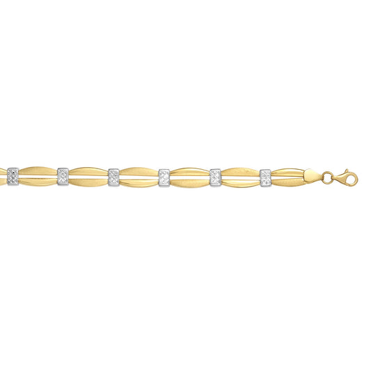 14K Twotone Gold Station Stampato Bracelet