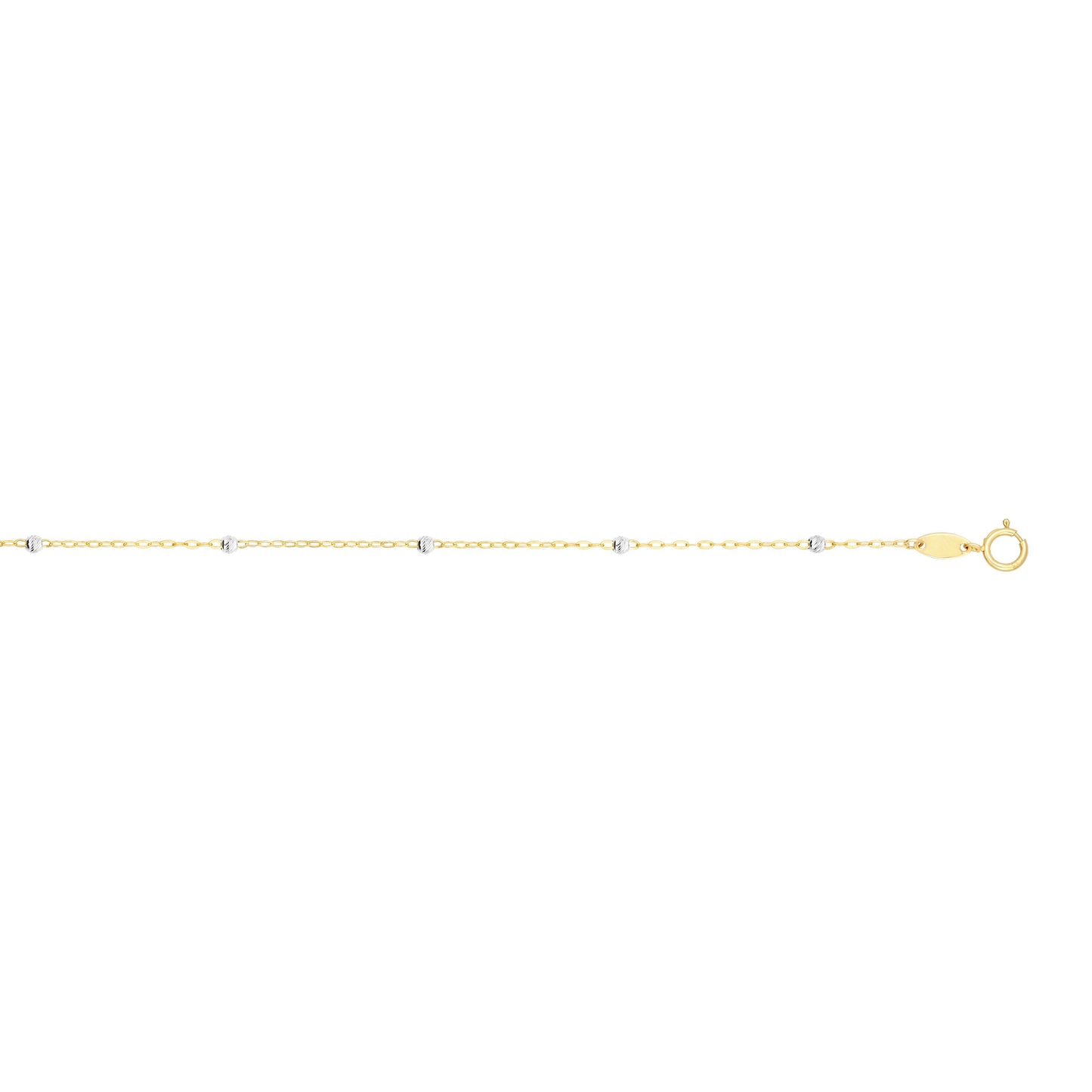 14K Gold Diamond Cut Bead Saturn Chain