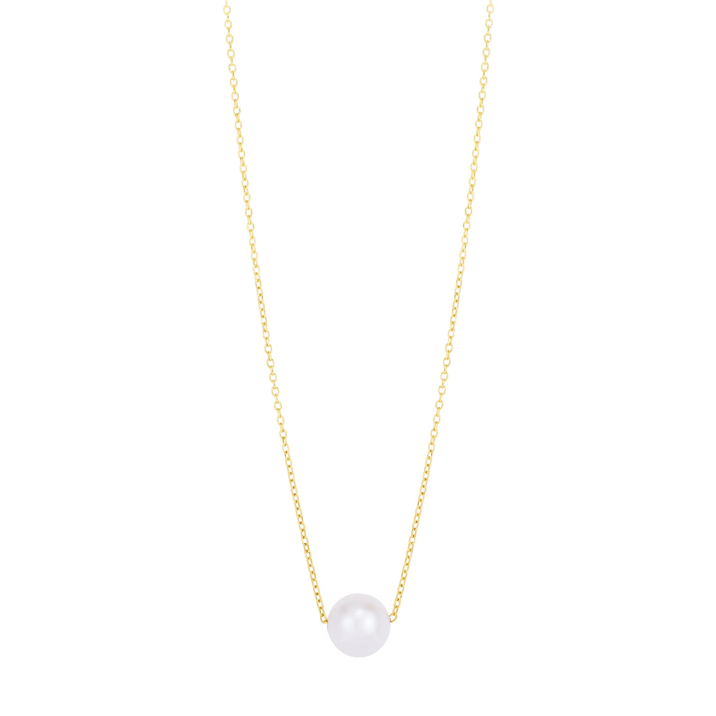 14K Pearl Necklace Solitaire