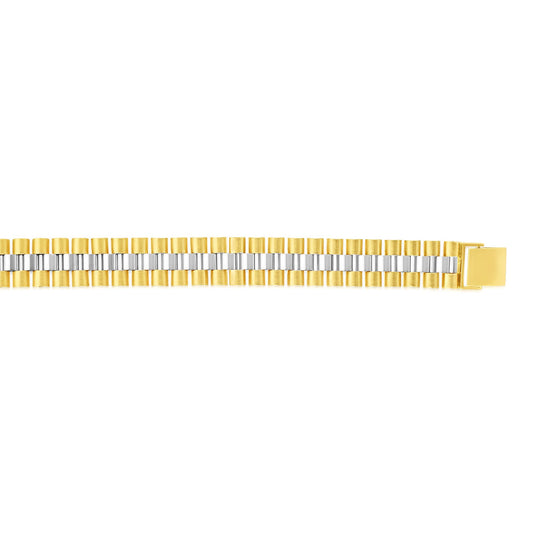 14K Gold 12.3mm Railroad Link Bracelet