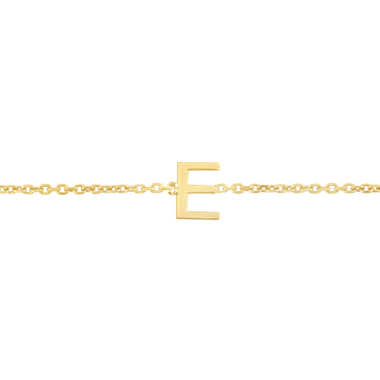 14K Mini Initial E Necklace