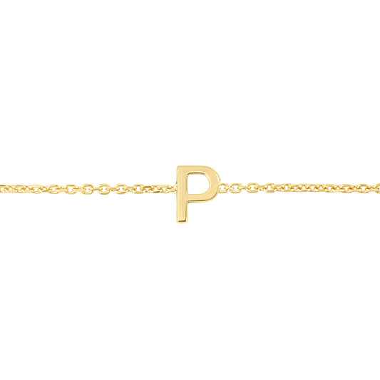14K Mini Initial P Necklace