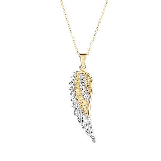14K Twotone Gold Angel Wing Necklace