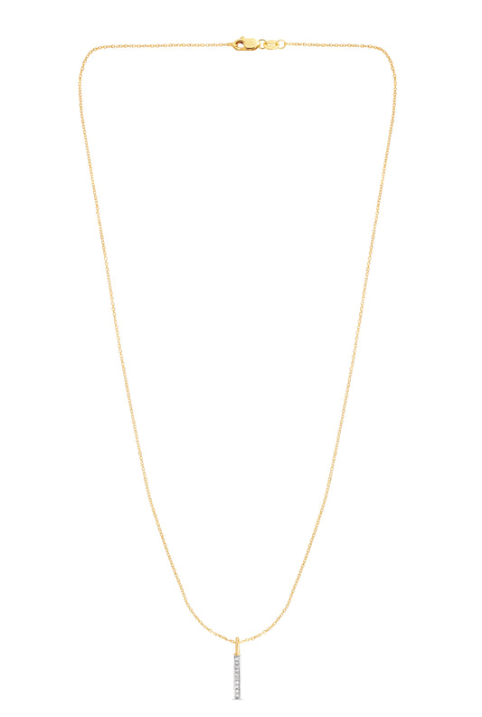 14K Gold .06ct Diamond Bar Necklace