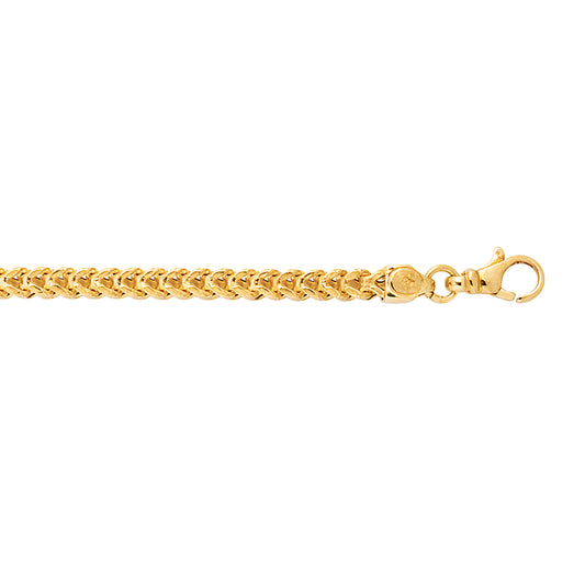 14K Gold 4.4mm SemiSolid Square Franco Chain
