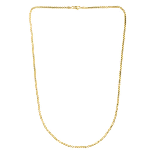 14K Gold 2.5mm Solid Round Box Chain