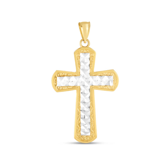 14K Twotone Cross Pendant