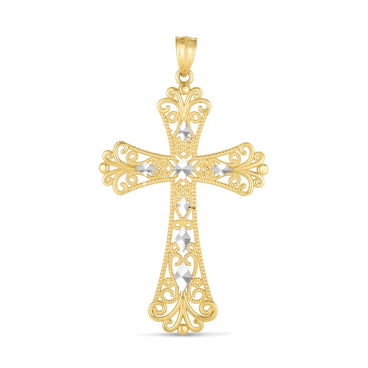 14K Twotone Cross Pendant