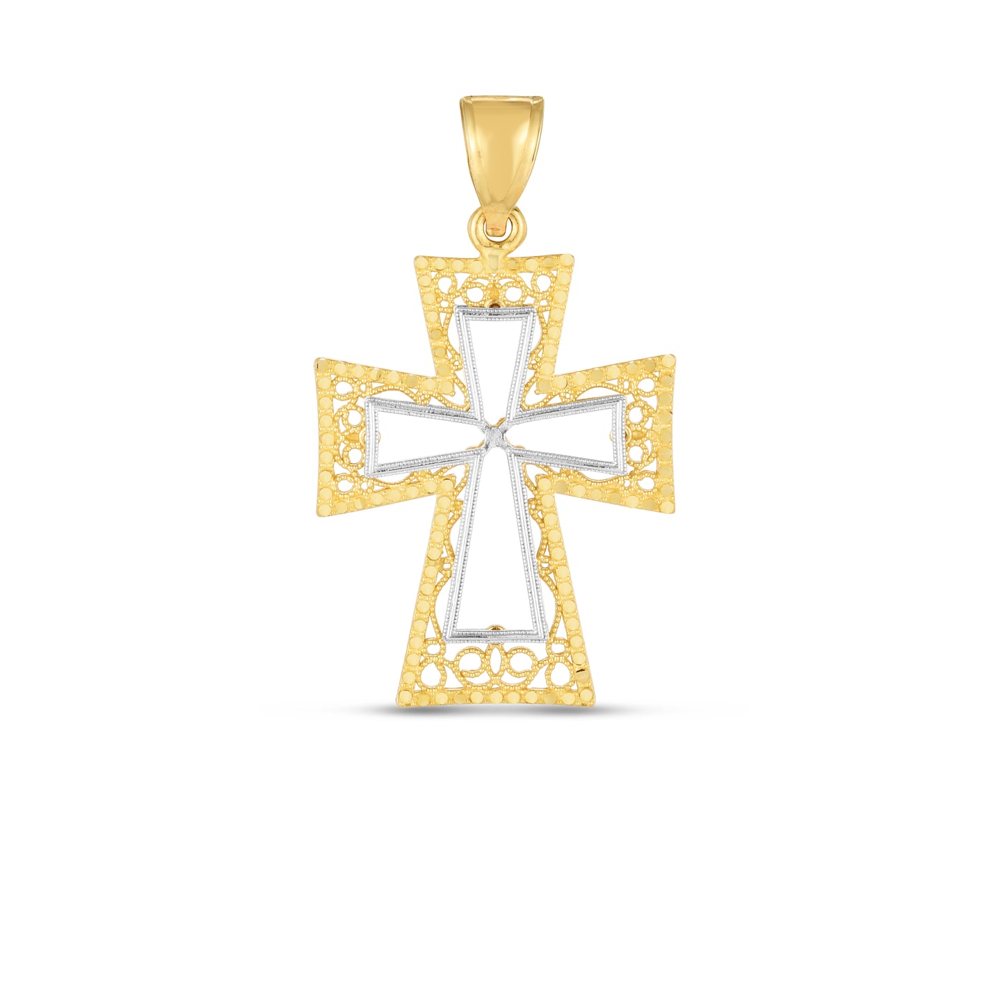 14K Twotone Cross Pendant
