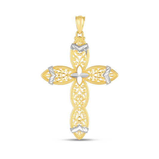 14K Twotone Cross Pendant