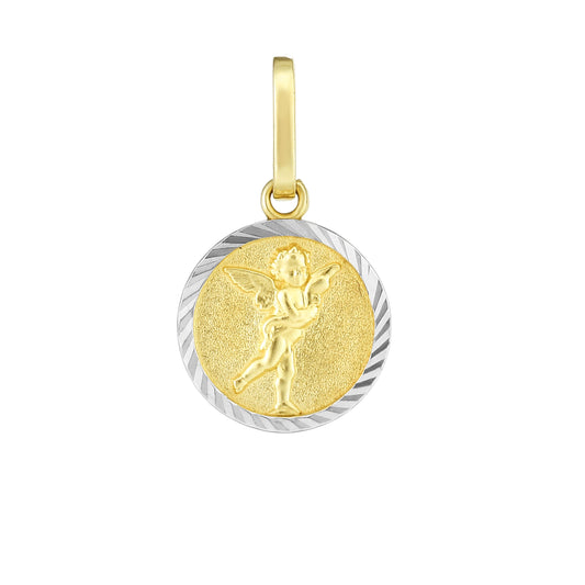 14K Twotone Gold Angel Religious Medal