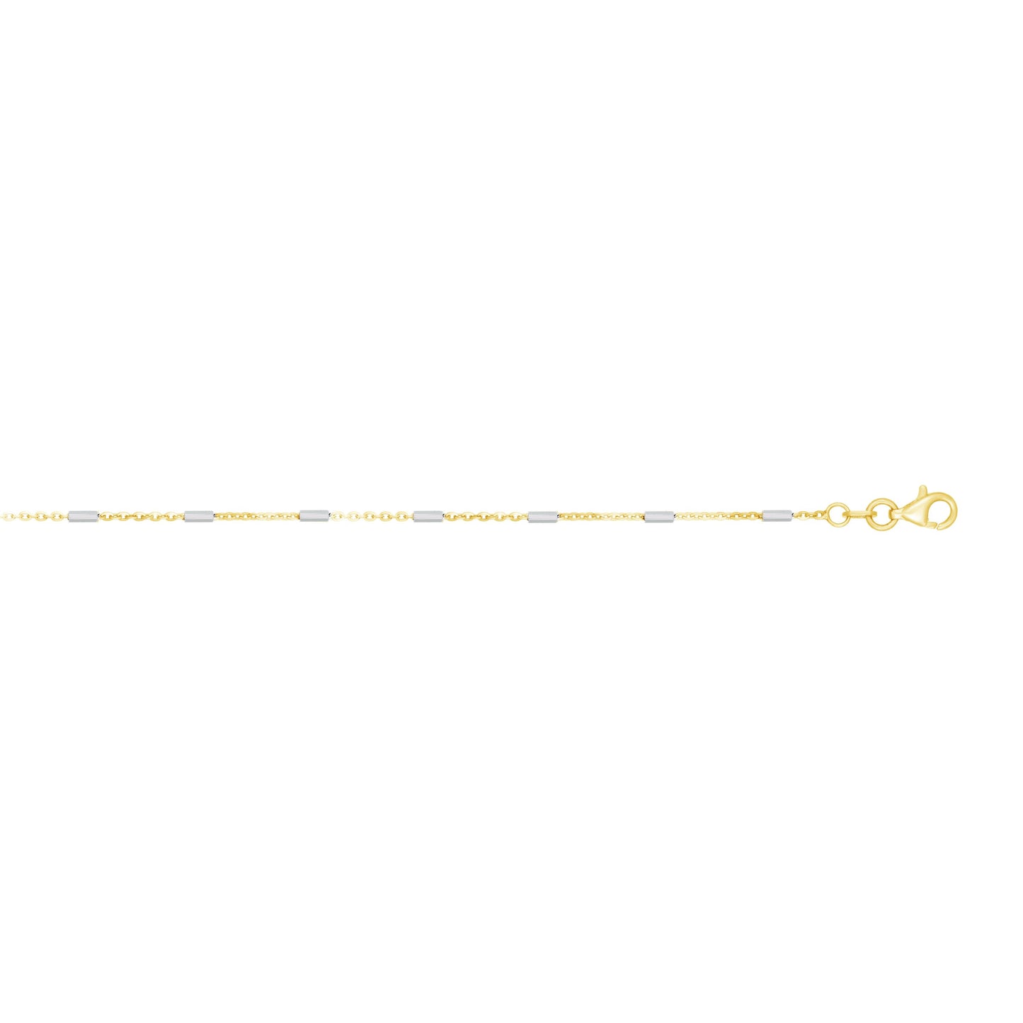 14K Gold 1.4mm Twotone Polished Bar Station Saturn Chain