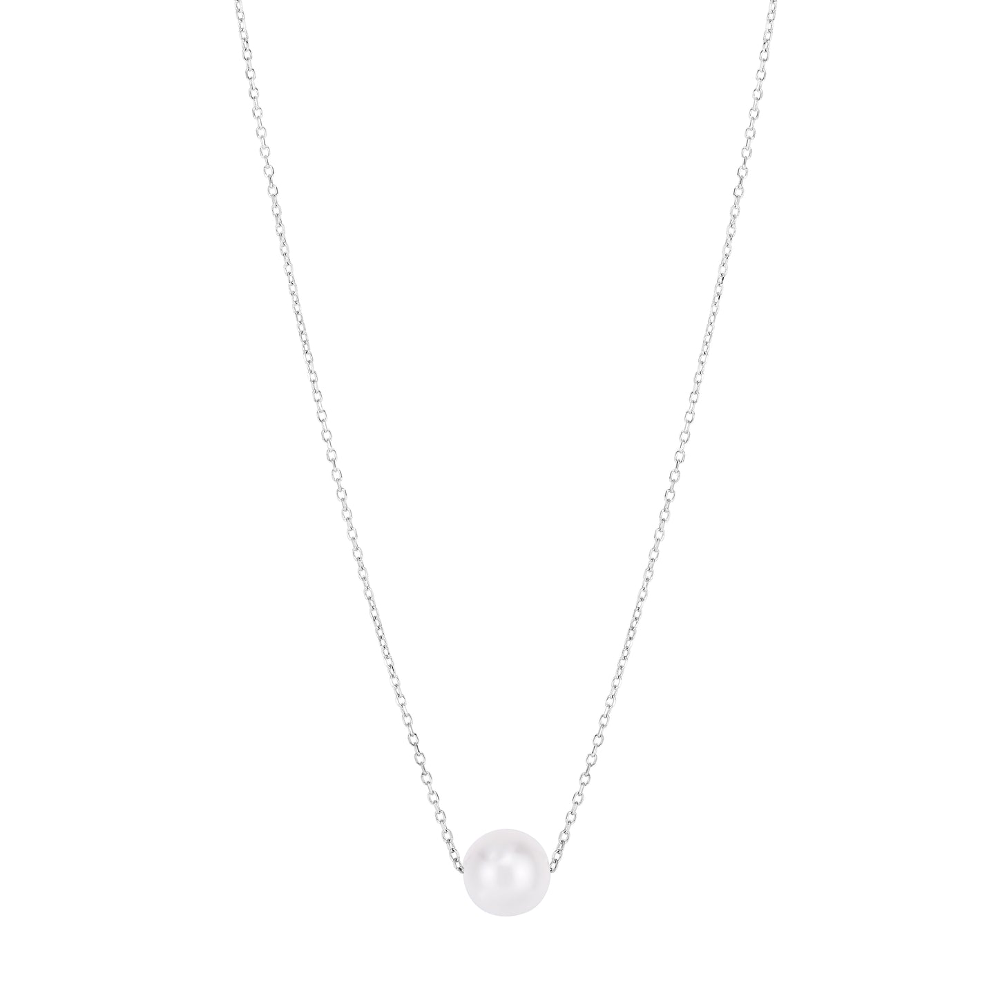 14K Pearl Necklace Solitaire