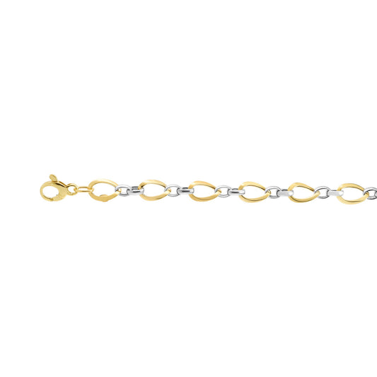 14K Twotone Gold Polished Twisted Oval Link Chain
