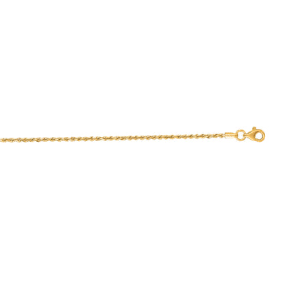 10K Gold 1.6mm Solid Diamond Cut Royal Rope Chain