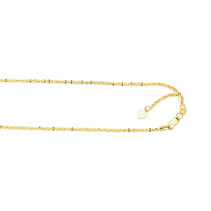10K Gold 1.2mm Adjustable Sparkle Chain