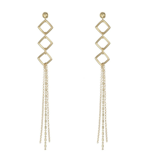 18KT Diamond Shape Drop Earrings