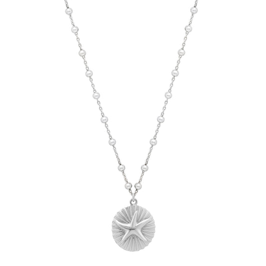 Silver Starfish Medallion Necklace