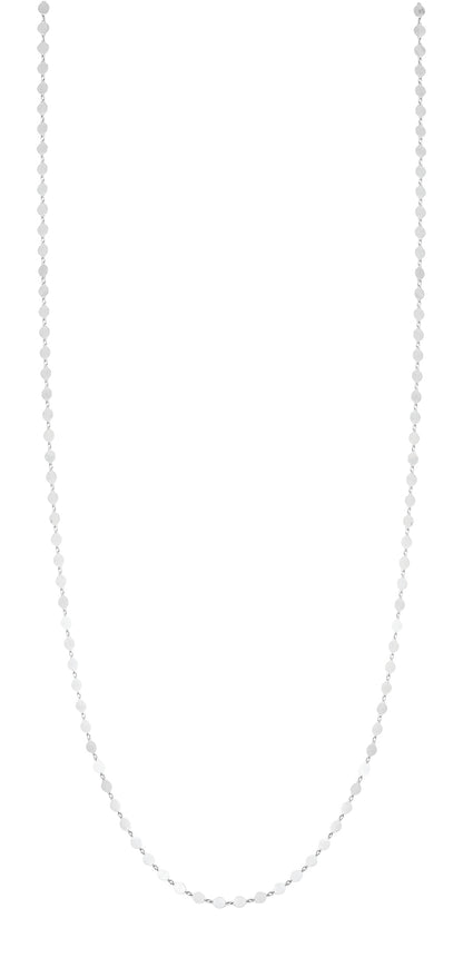 Silver Mirror Link Single Strand Long Necklace
