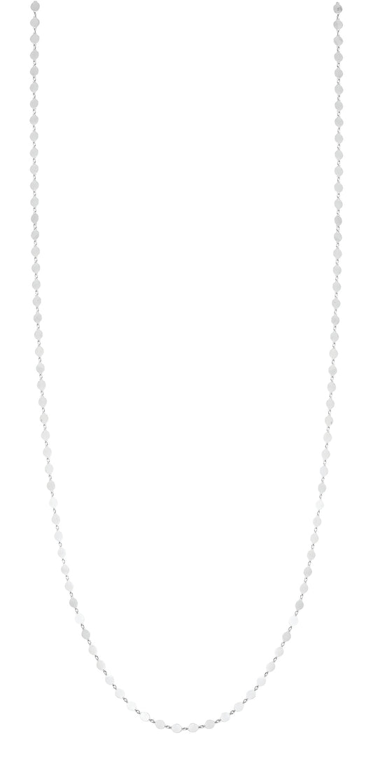 Silver Mirror Link Single Strand Long Necklace
