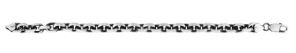 Silver 7.7mm Men's Gunmetal Anchor Chain Bracelet