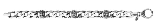 Silver 11.5mm Men's Gunmetal Miami Cuban Station Bracelet