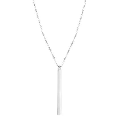 Silver Vertical Long Bar Necklace