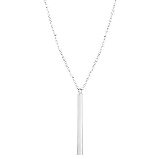 Silver Vertical Long Bar Necklace