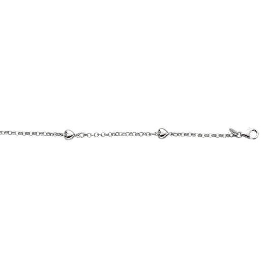 Silver Heart Station Anklet