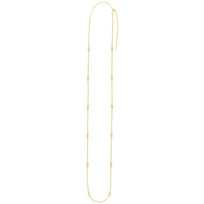 14K Gold 3mm Endless Adjustable .24ct Diamond Cable Chain