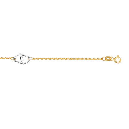 14K Twotone Gold Interlocking Heart Anklet