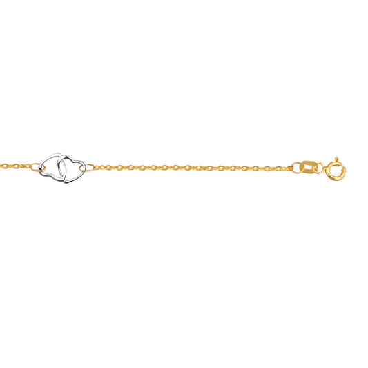 14K Twotone Gold Interlocking Heart Anklet
