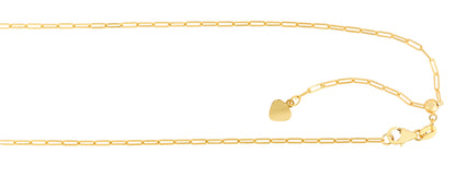 14K Gold 1.5mm Adjustable Paperclip Chain