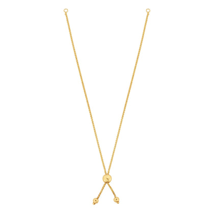 14K Gold Round Wheat Chain with Ball Slide Friendship Bracelet
