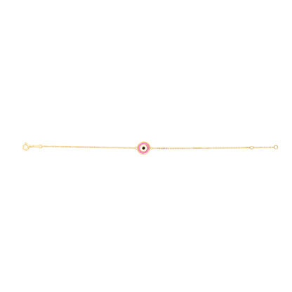14K Pink Evil Eye Bracelet